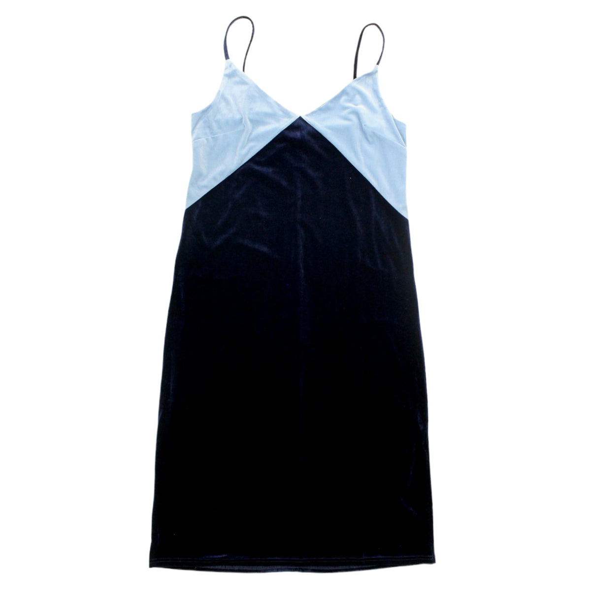Hush Blue Colourblock Velour Slip Dress
