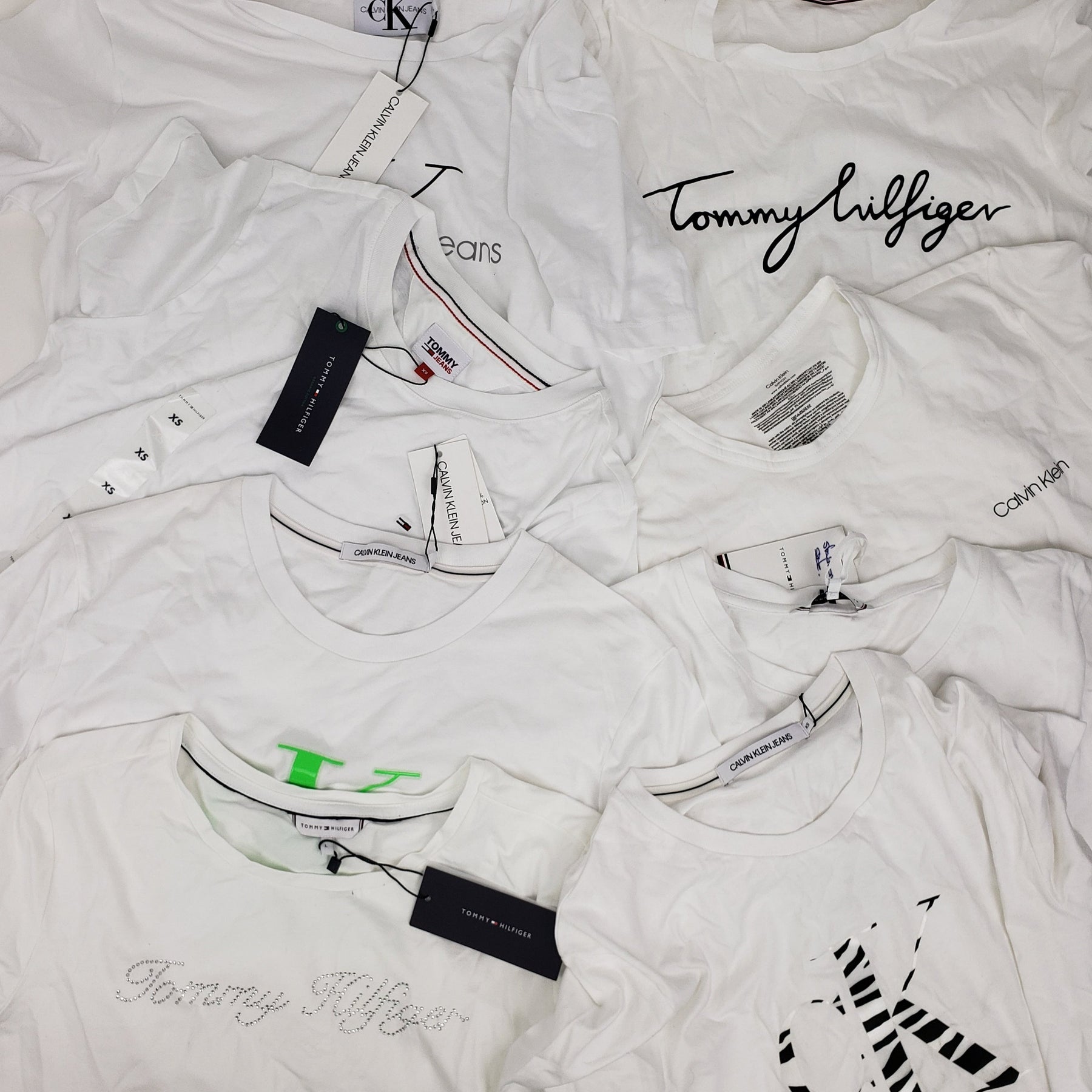 x8 Women's Mixed Tommy Hilfiger & Calvin Klein White T-shirt Bundle