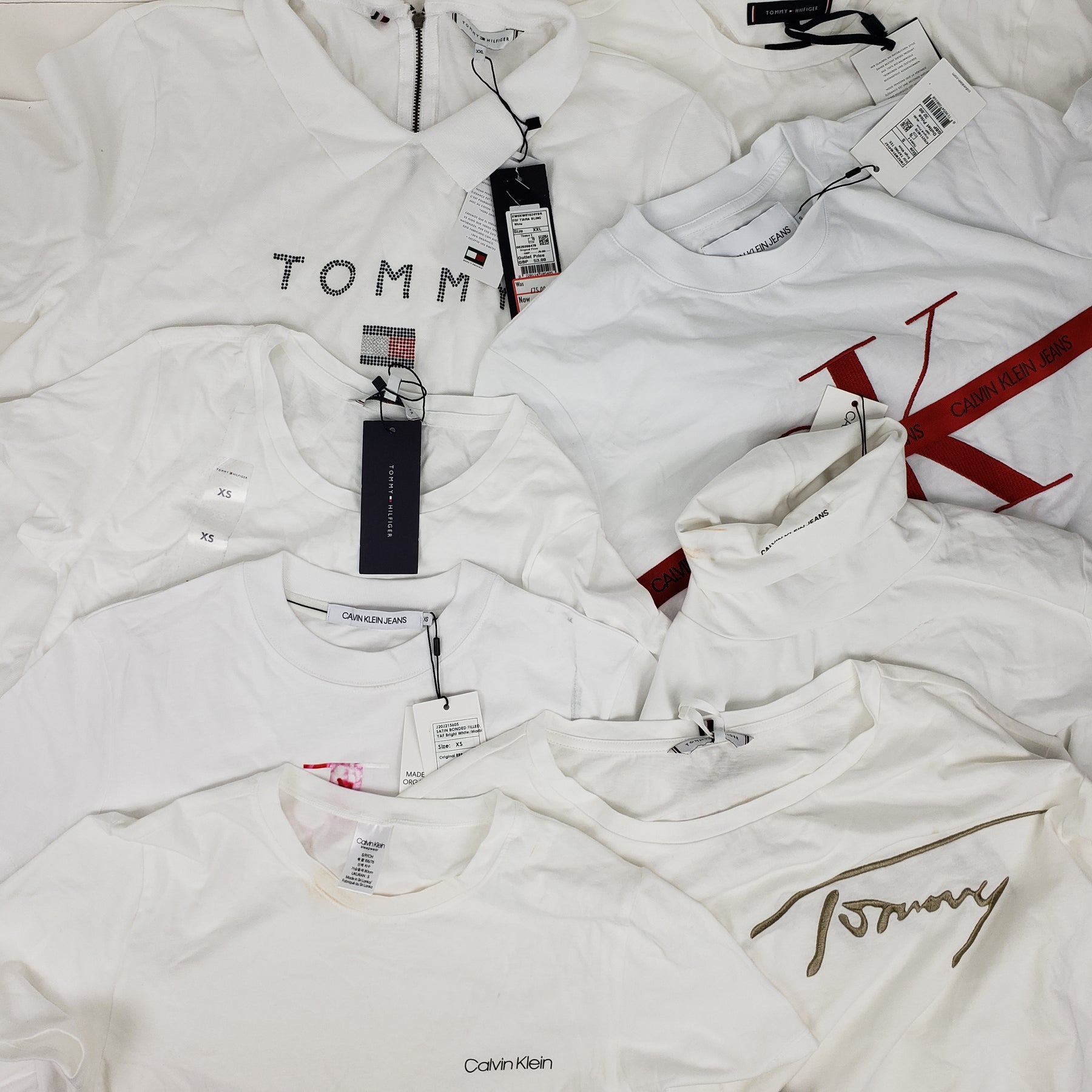 x8 Women's Mixed Tommy Hilfiger & Calvin Klein White T-shirt Bundle