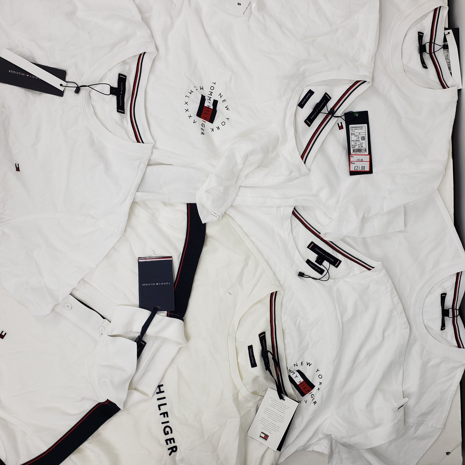 x8 Men's Mixed Tommy Hilfiger White T-shirt & Polo Shirt Bundle