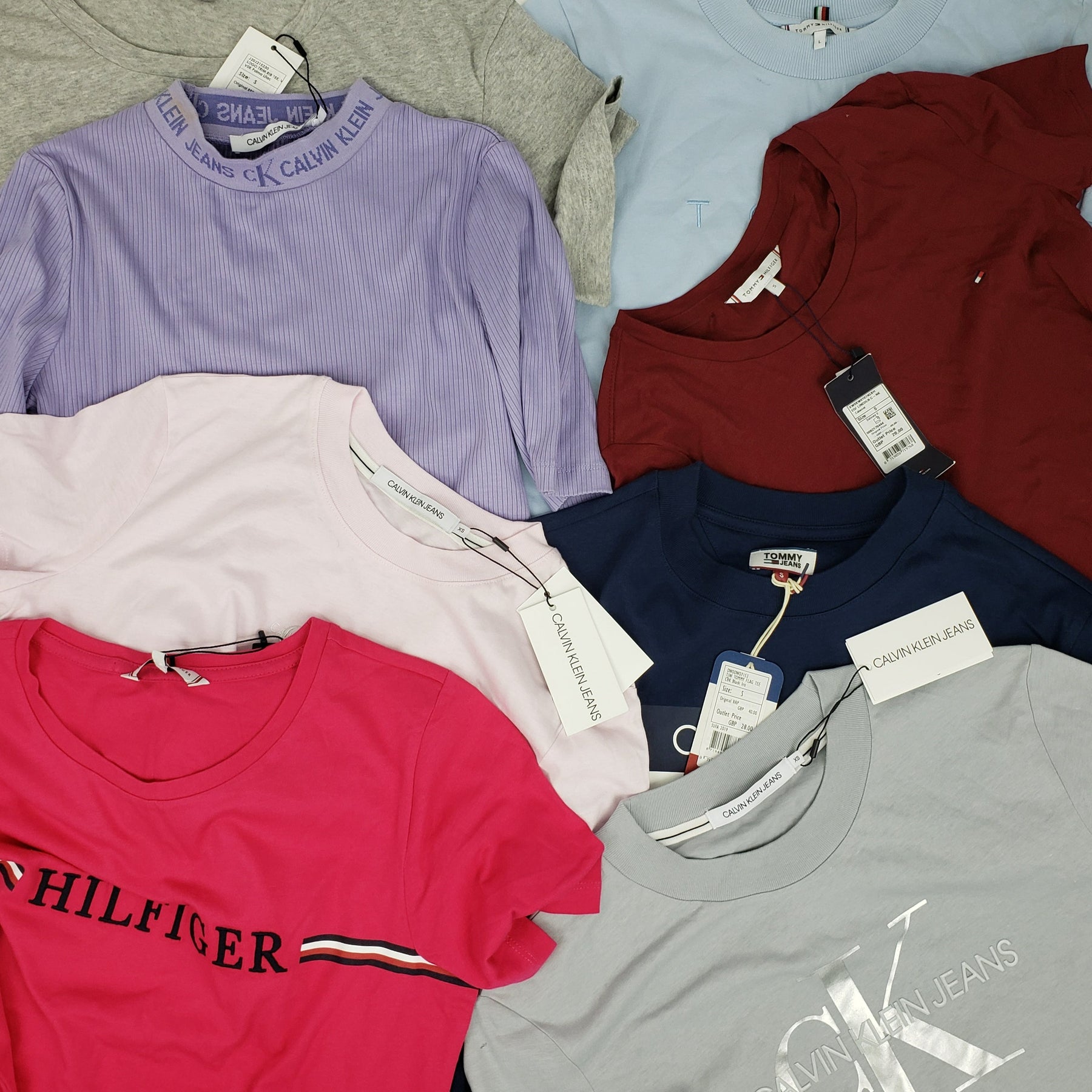 x8 Women's Mixed Tommy Hilfiger & Calvin Klein Colourful T-shirt Bundle