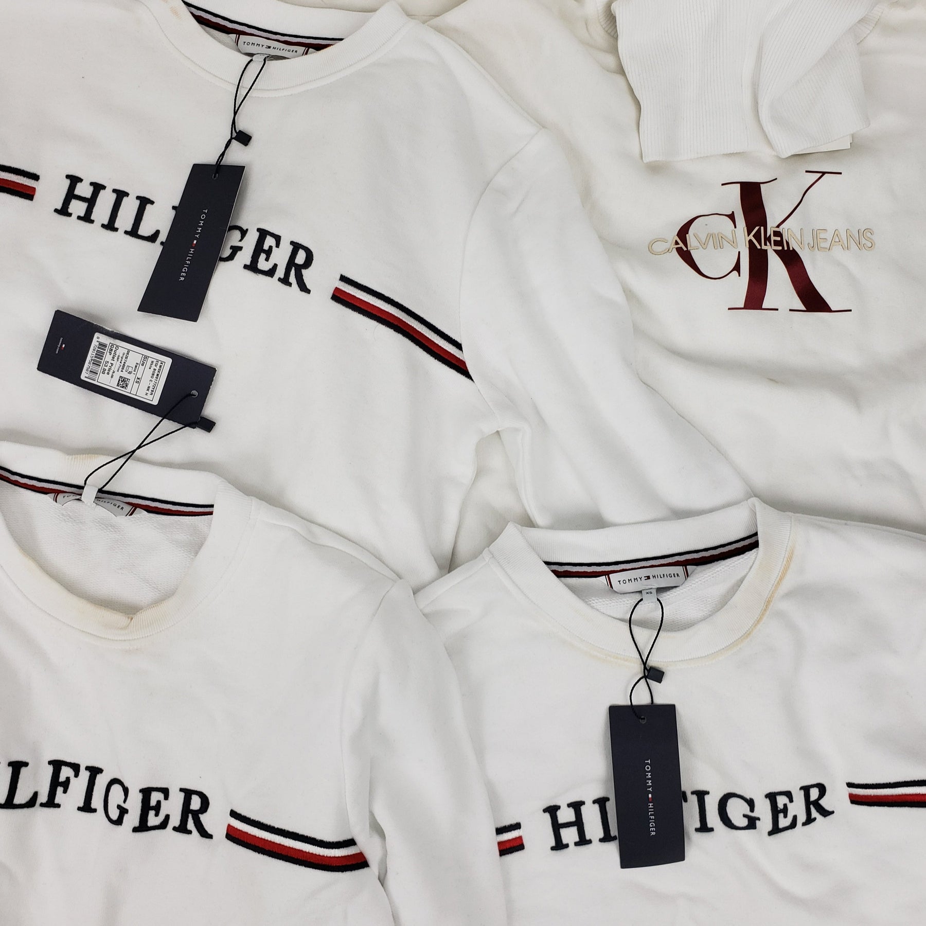x4 Women's Mixed Tommy Hilfiger & Calvin Klein White Sweatshirts Bundle