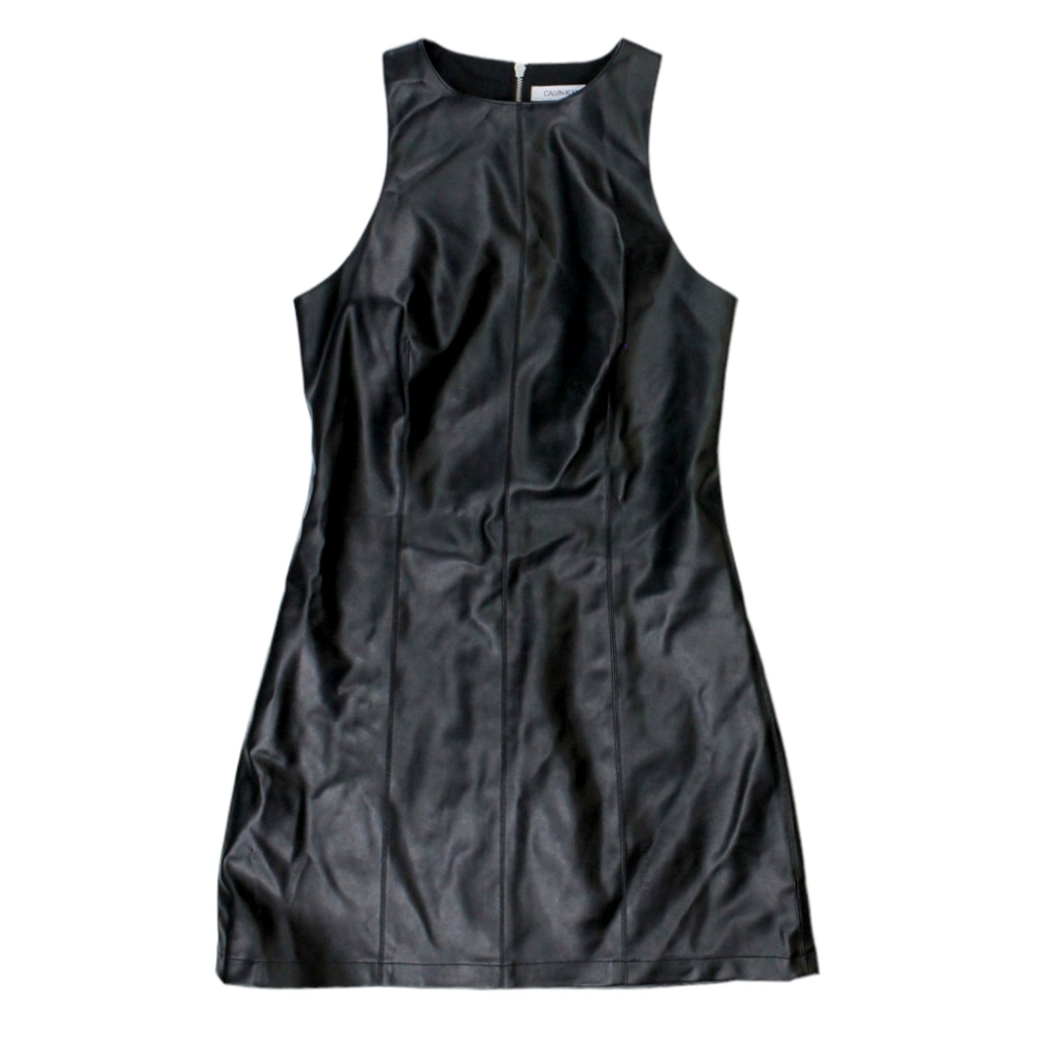 Calvin klein black shop faux leather dress