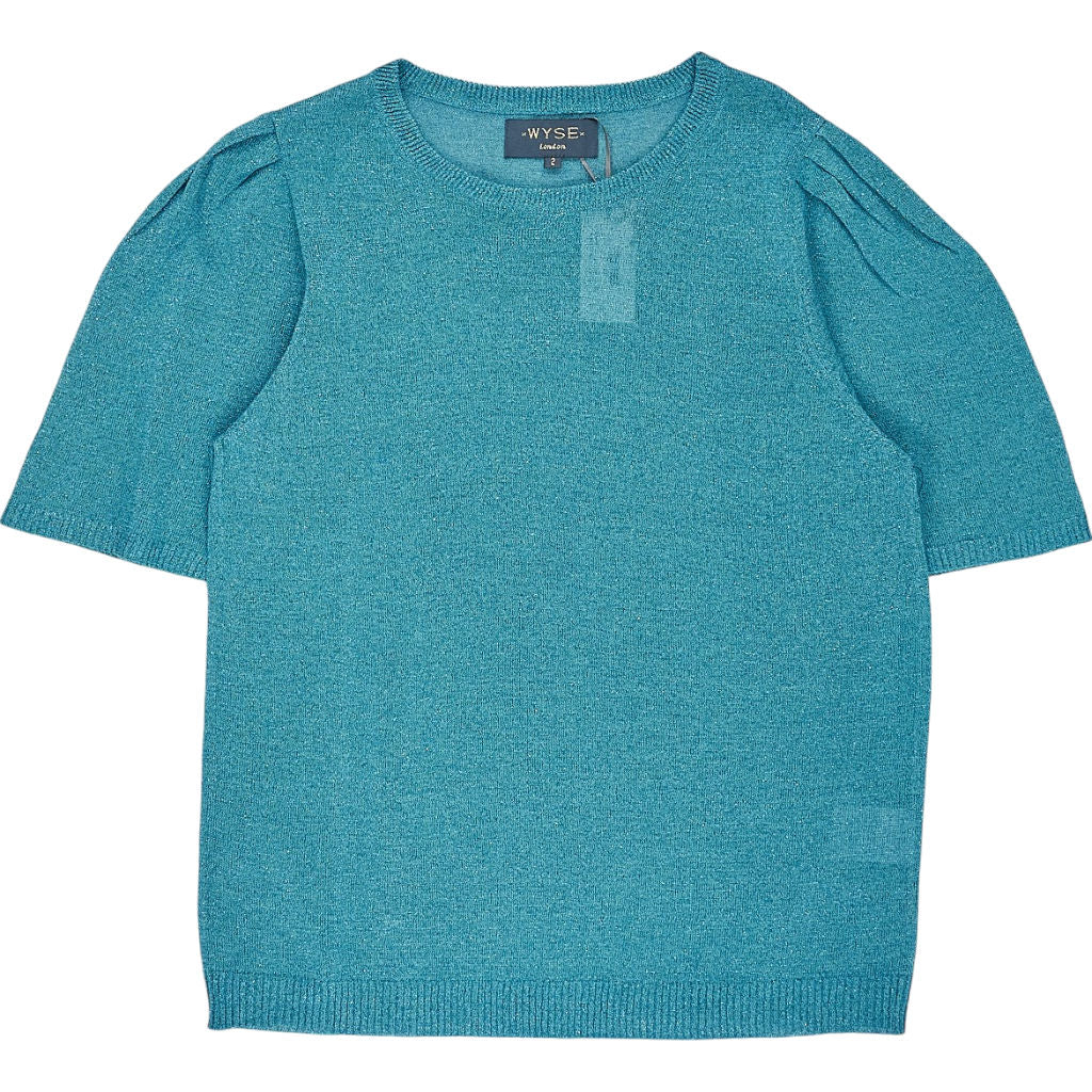 Wyse Blue Leah Lurex Knitted Tee