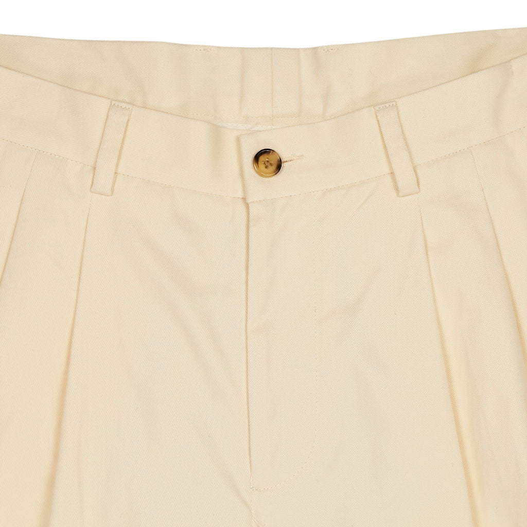 P Johnson Cream Pleated Shorts