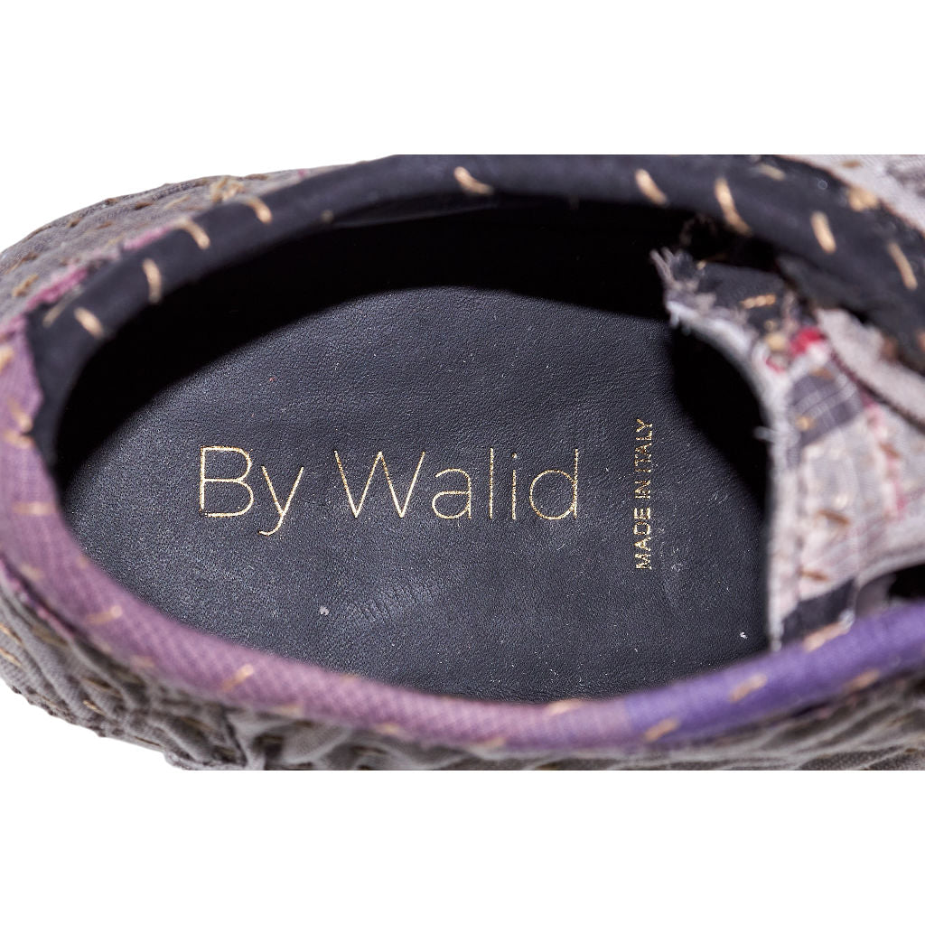 By Walid Grey Shirting Re-Patch Connie Lace Up Trainers