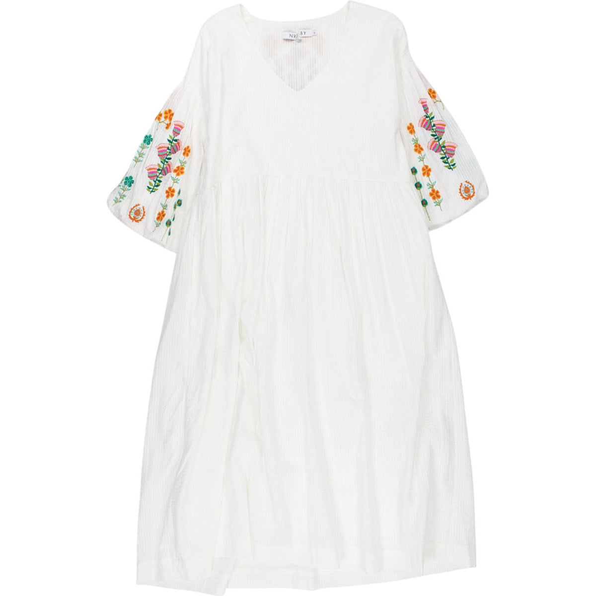 NRBY White Embroidered Midi Dress