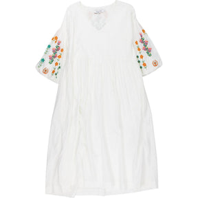 NRBY White Embroidered Midi Dress