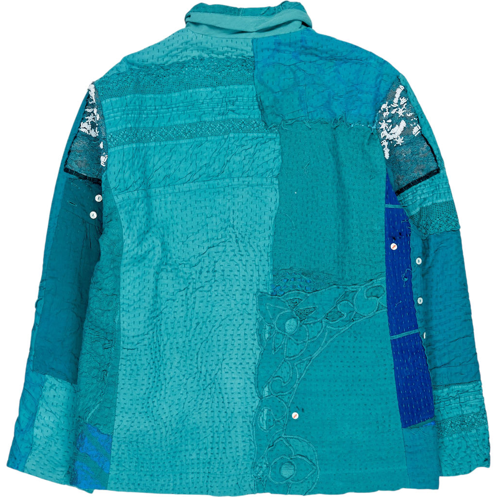 By Walid Teal Patchwork Jacket