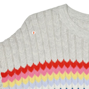 Hush Pale Grey Marl Novie Rainbow Stripe Jumper