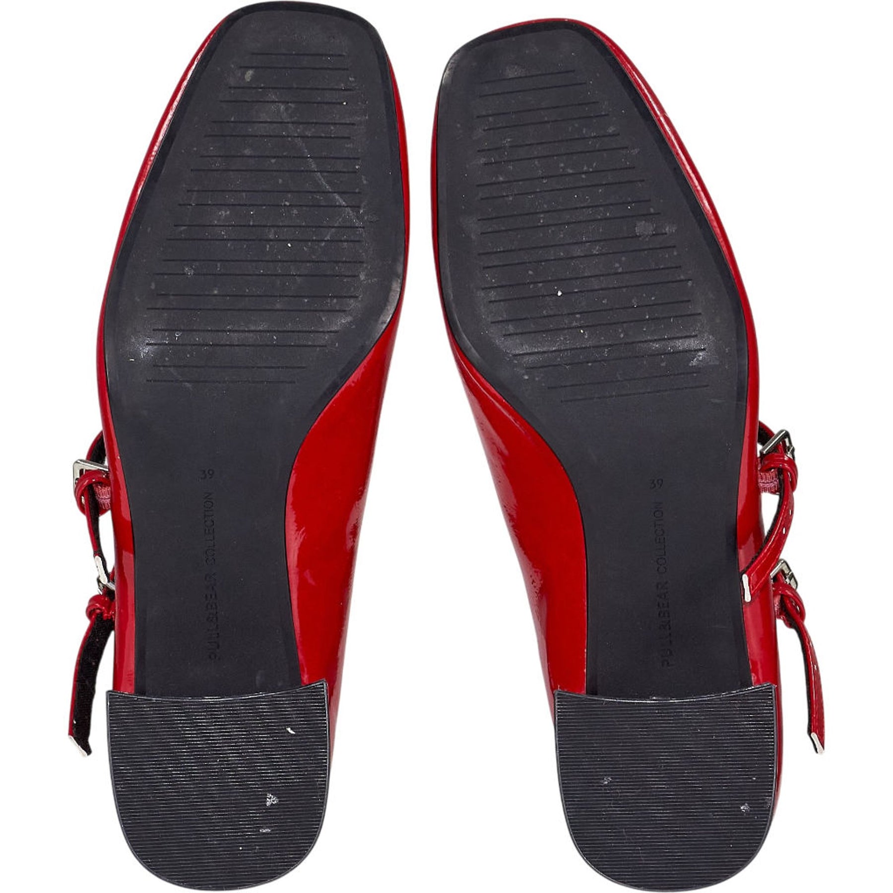 Pull&Bear Red Block Heel Mary Jane Shoes