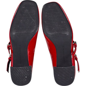 Pull&Bear Red Block Heel Mary Jane Shoes