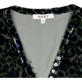 NRBY Green Leopard Print Velvet Dress