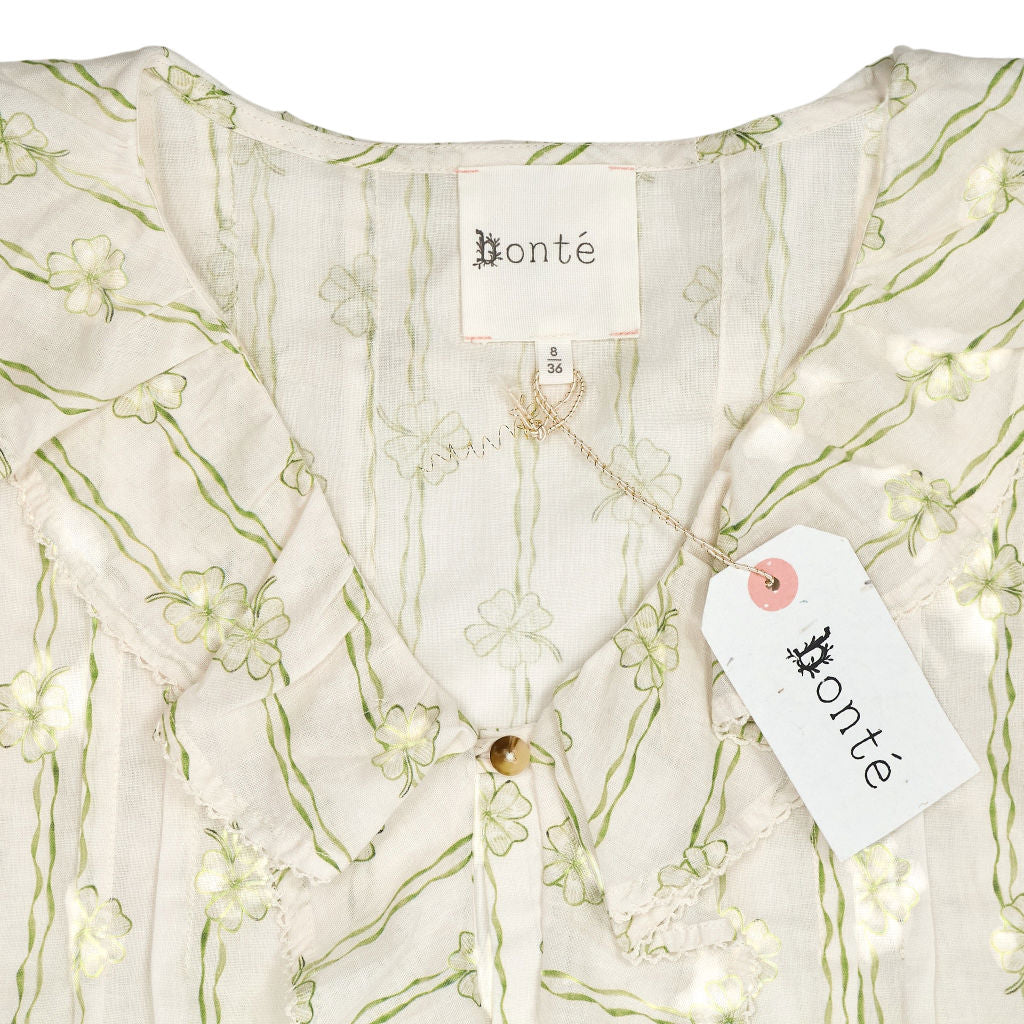 Bonte Cream Green Clover Print Lenny Shirt