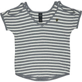 Stussy Grey White Striped Tee