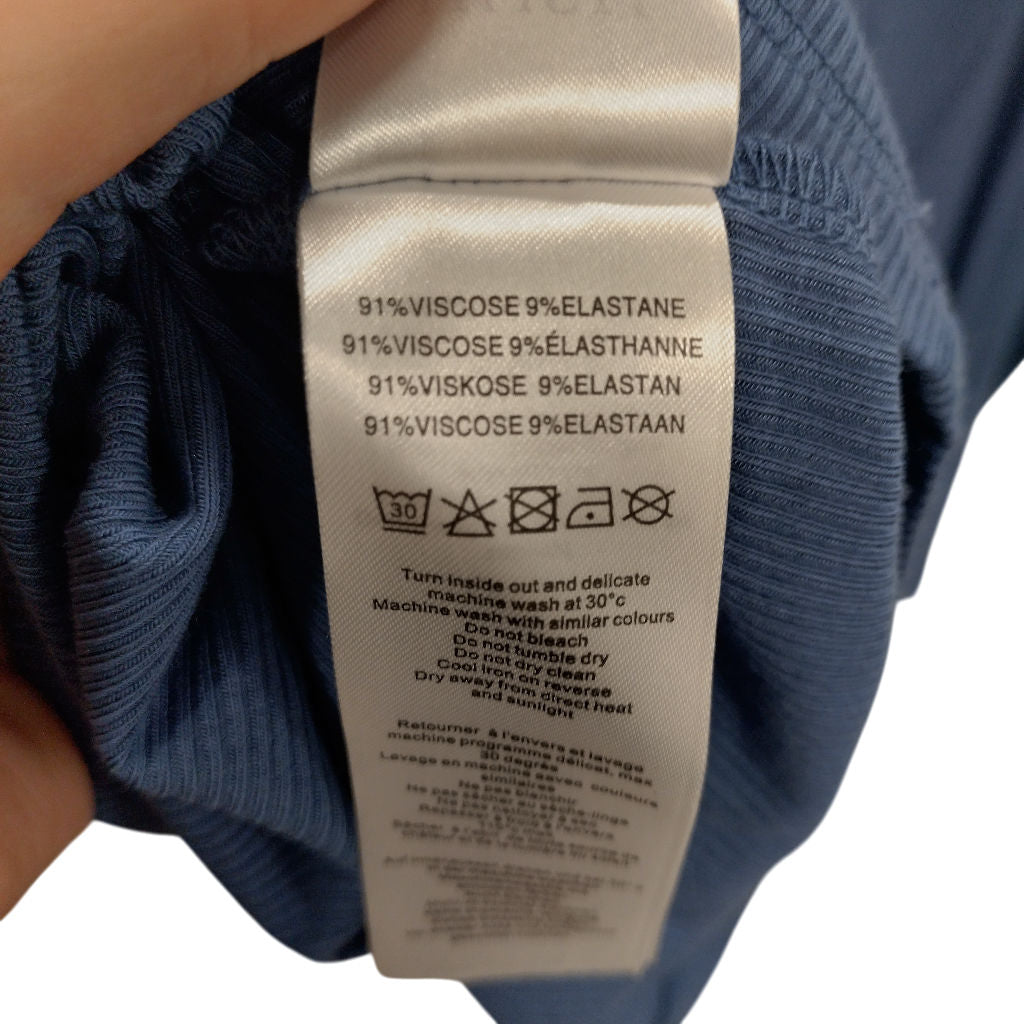 Hush Mid Blue Ribbed Pyjama Top