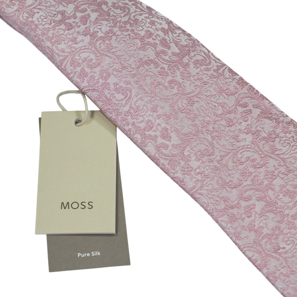 Moss Pink Patterned Pure Silk Tie