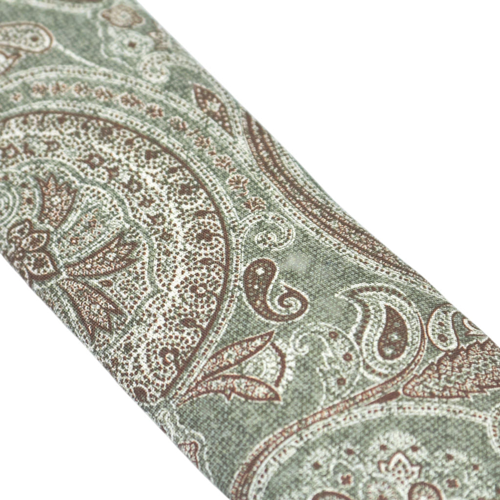 Moss Tessitura Bottinelli Green Paisley Silk Tie