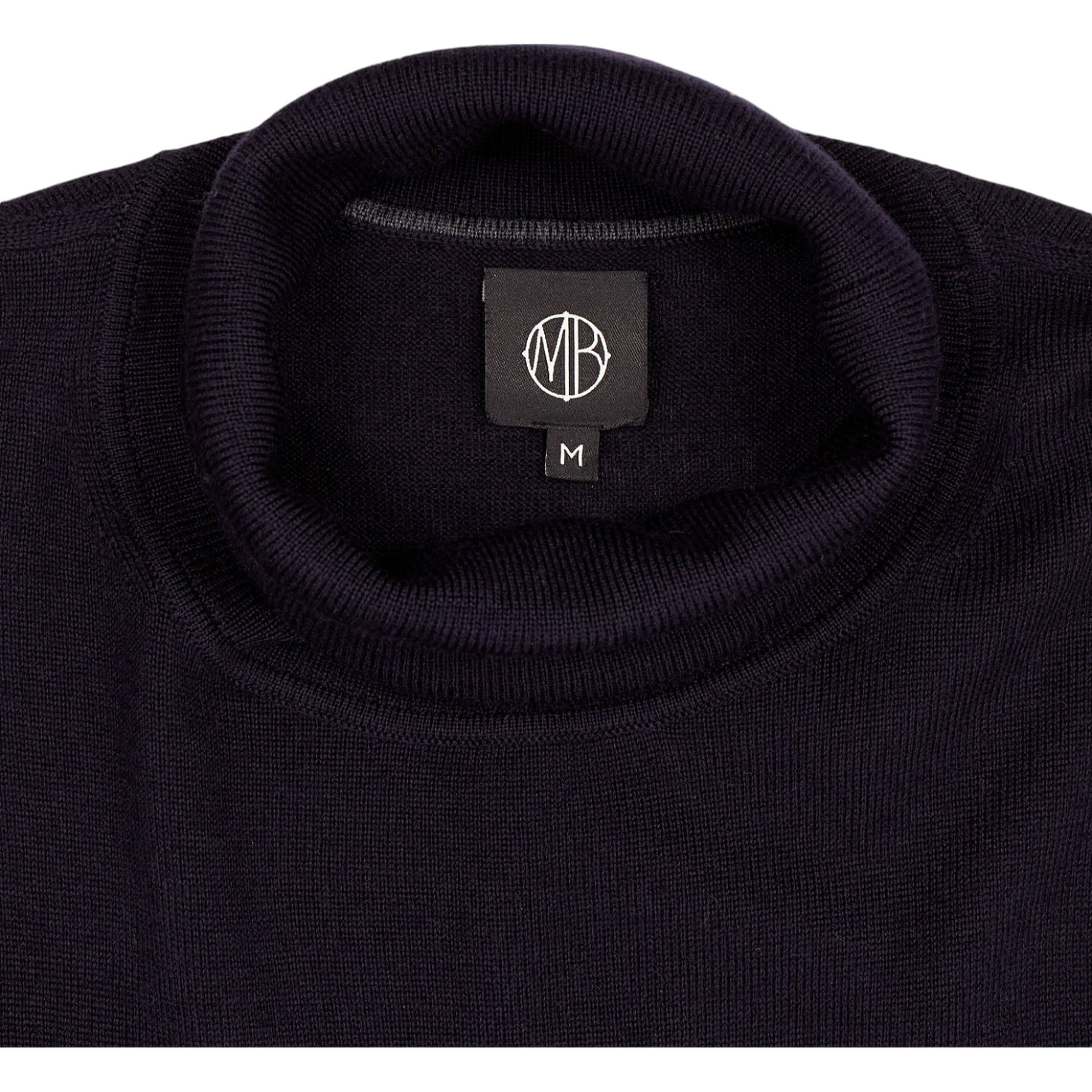 Moss Bros Navy Roll Neck Jumper