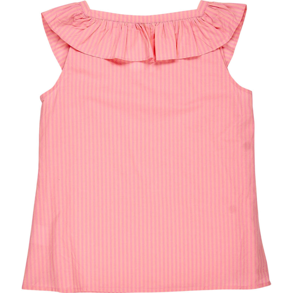 Omnes Pink Striped Ruffle Top