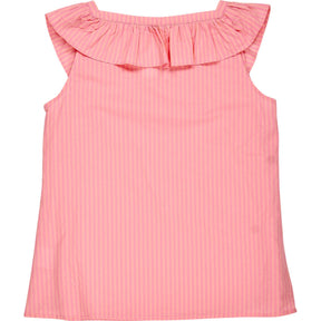 Omnes Pink Striped Ruffle Top