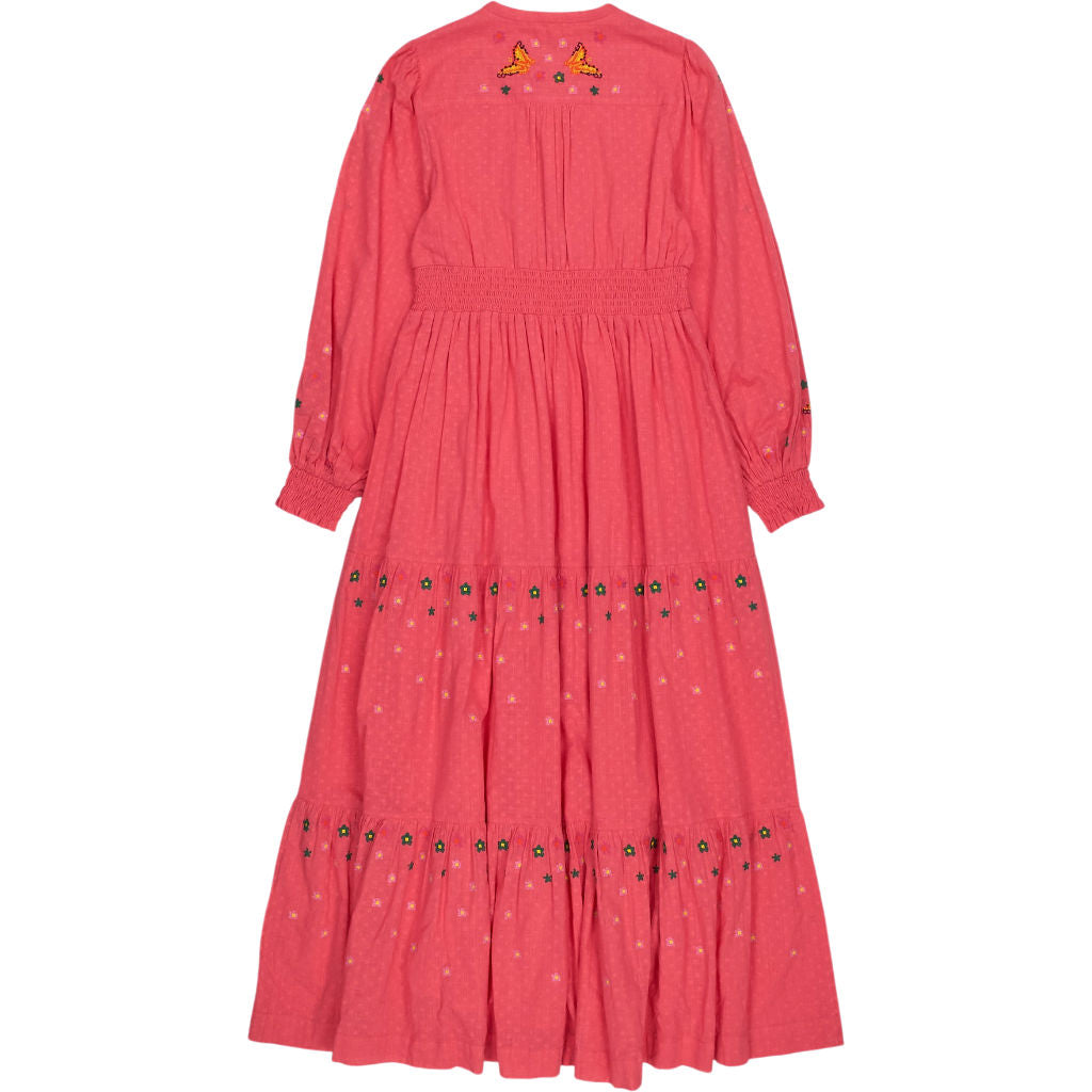 NRBY Pink Embroidered Midi Dress