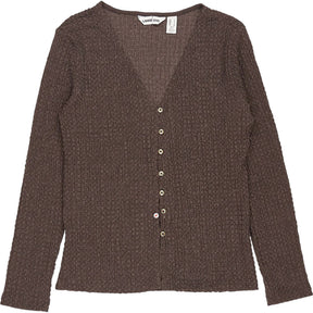 Lands' End Brown Textured Cardigan
