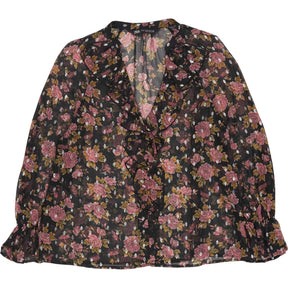 Zara Black Floral Sheer Blouse