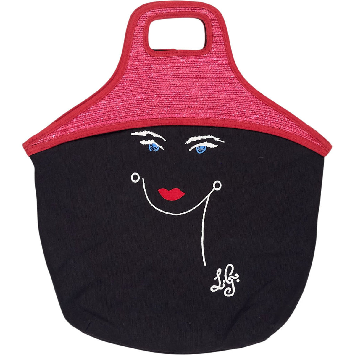 Lulu Guinness Black Red Cotton Handbag