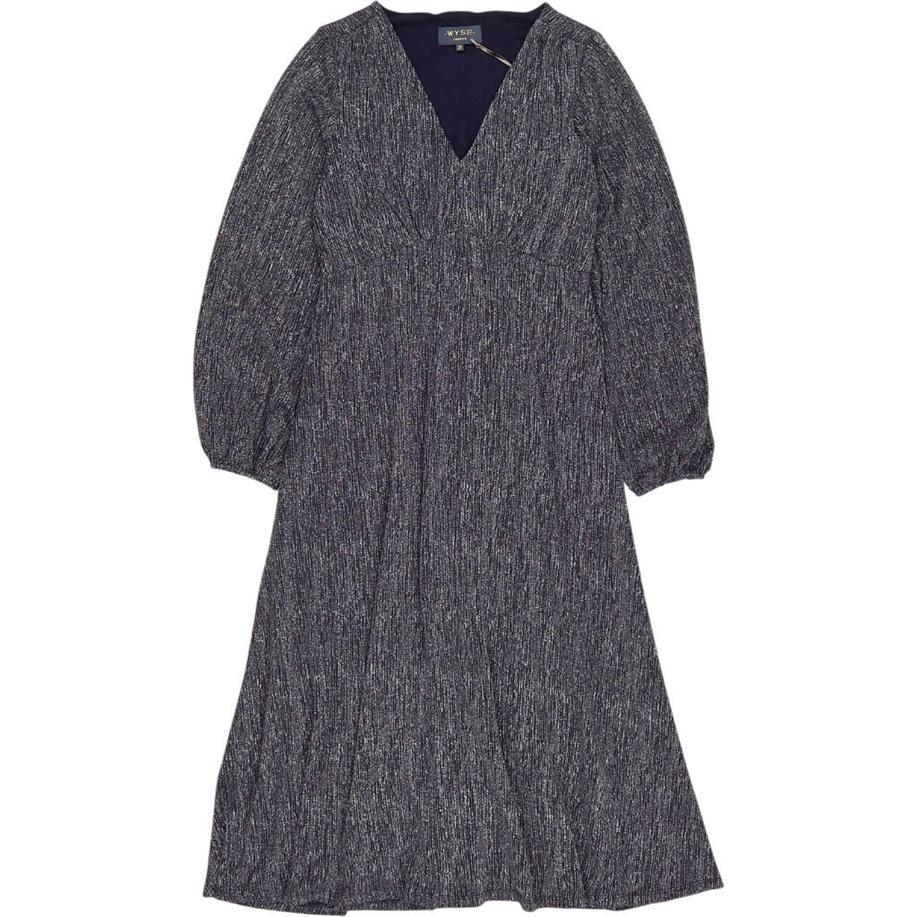 WYSE  Midnight Silver Claudia Crinkle Dress
