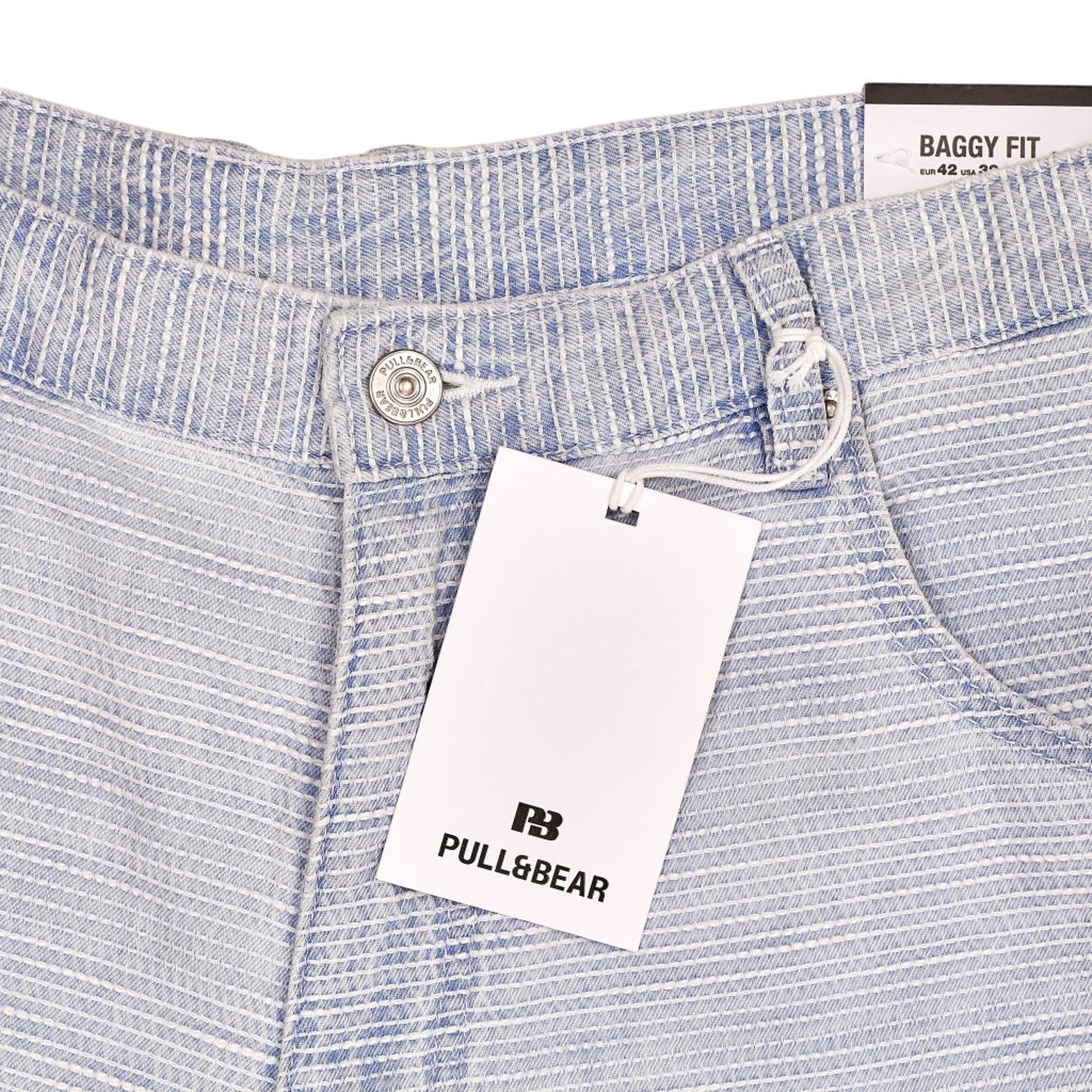 Pull & Bear Blue Striped Baggy Shorts