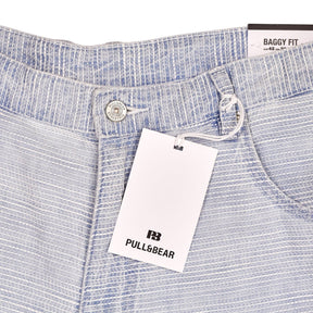 Pull & Bear Blue Striped Baggy Shorts