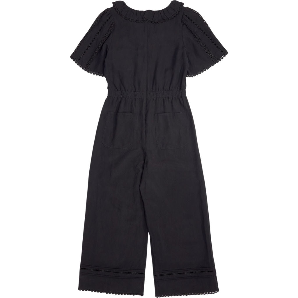 Wyse Black Lace Trim Jumpsuit