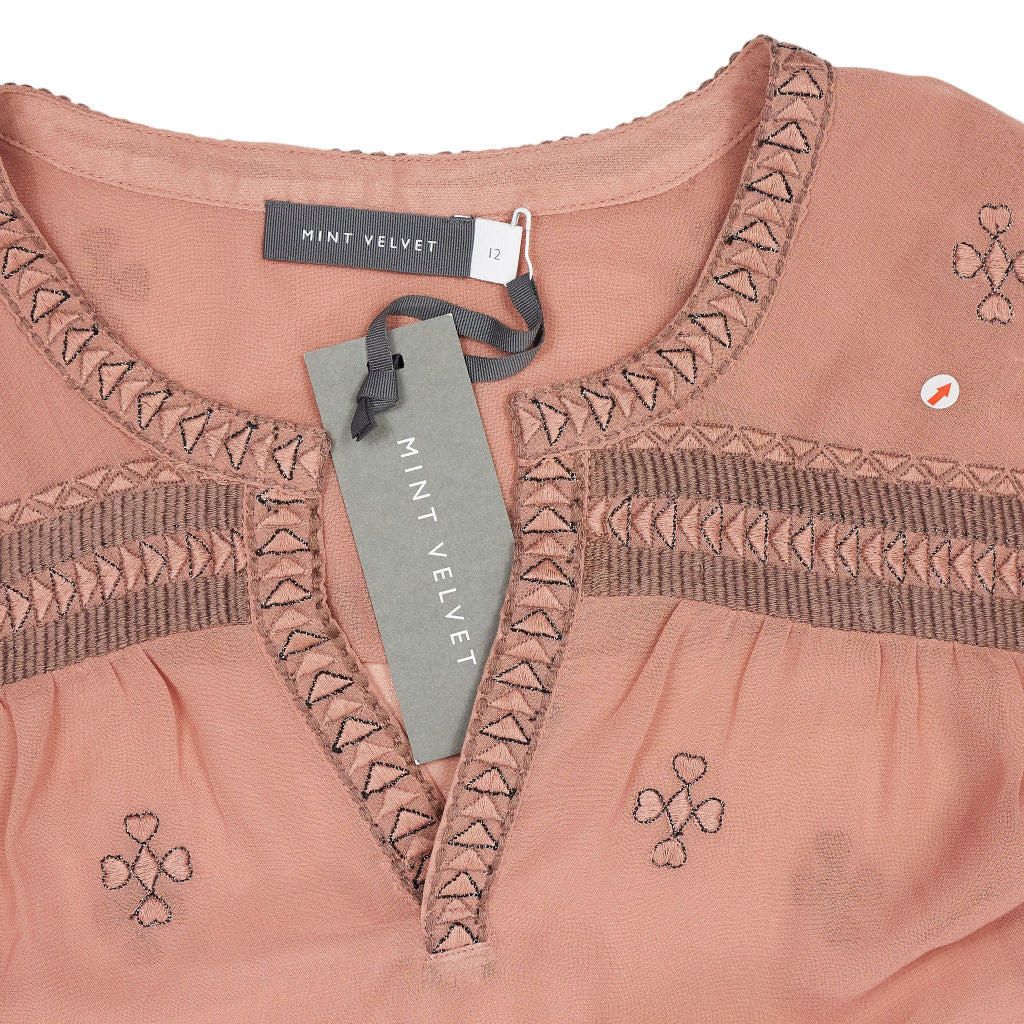 Mint Velvet Dusty Pink Fluted Sleeve Top