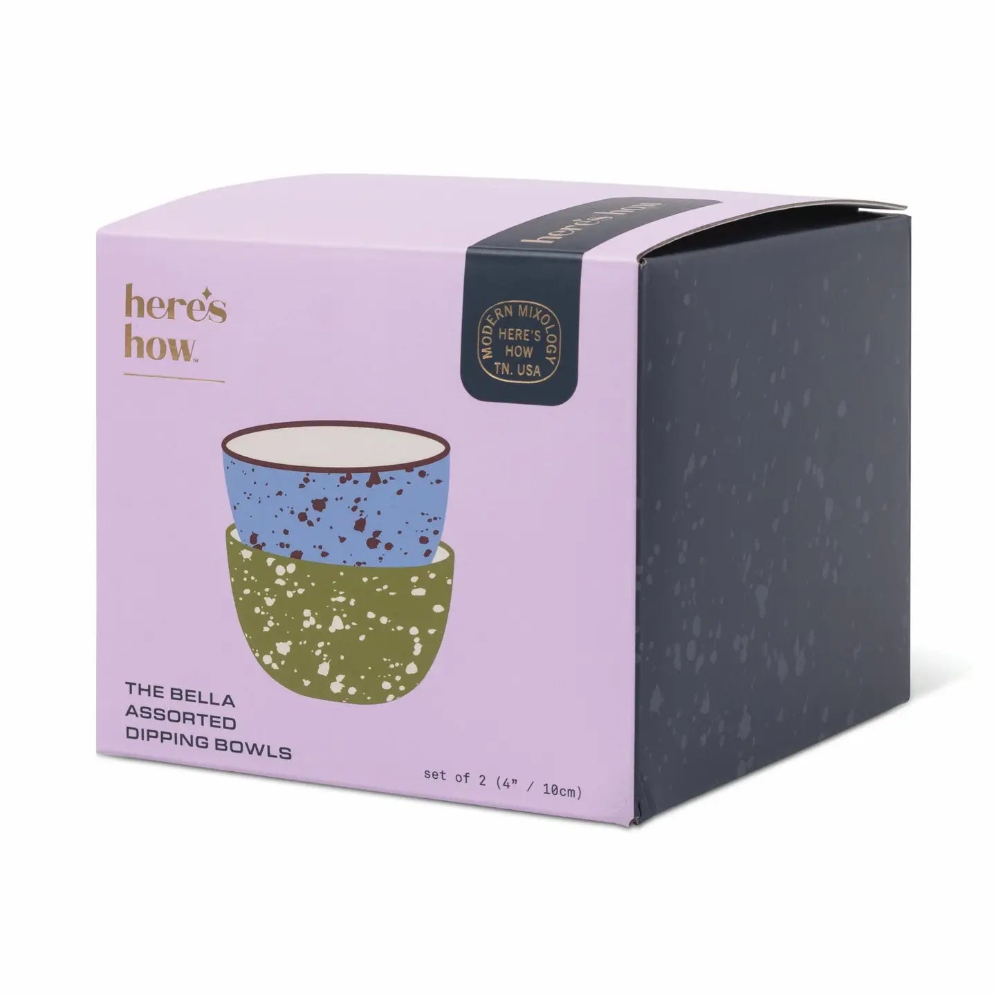 Bella Dipping Bowls - Set of 2 - Blue & Olive Splatter