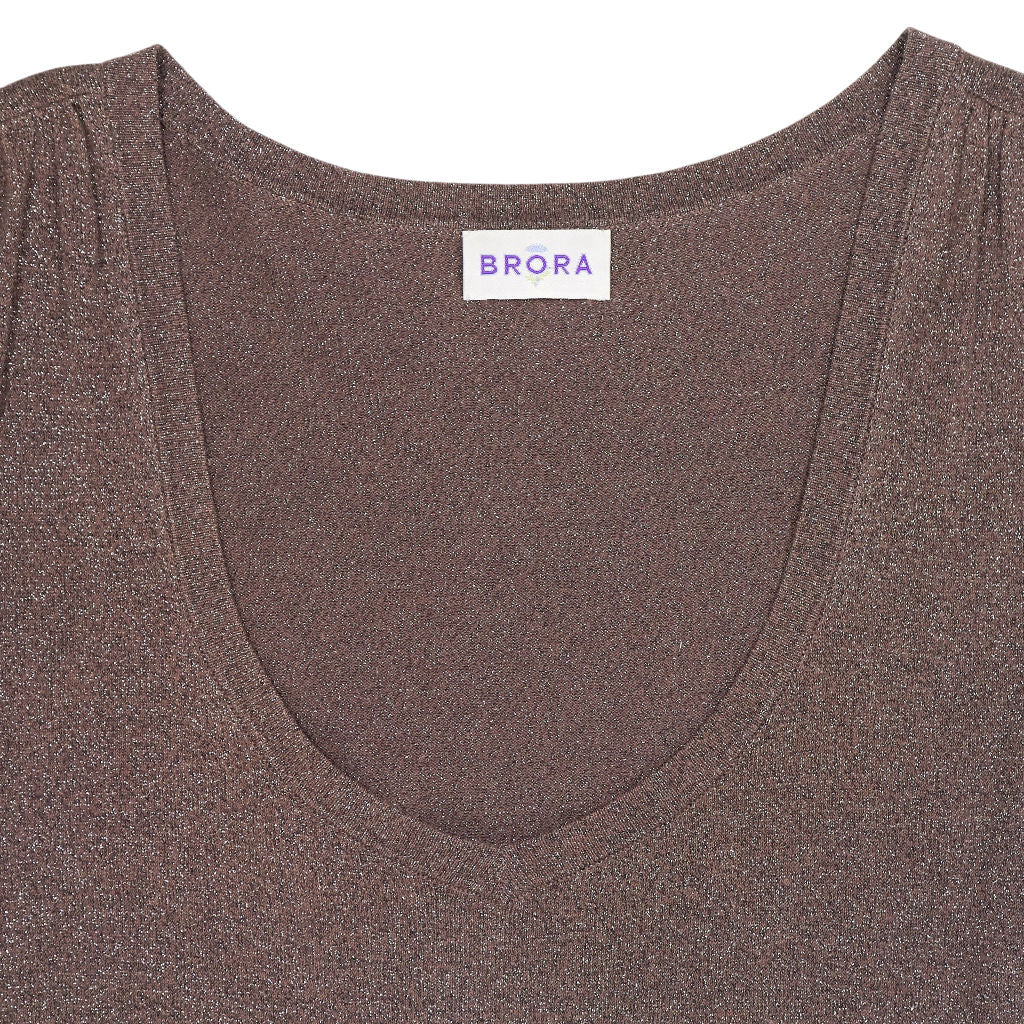 Brora Brown Metallic Knit Top