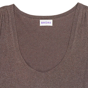 Brora Brown Metallic Knit Top