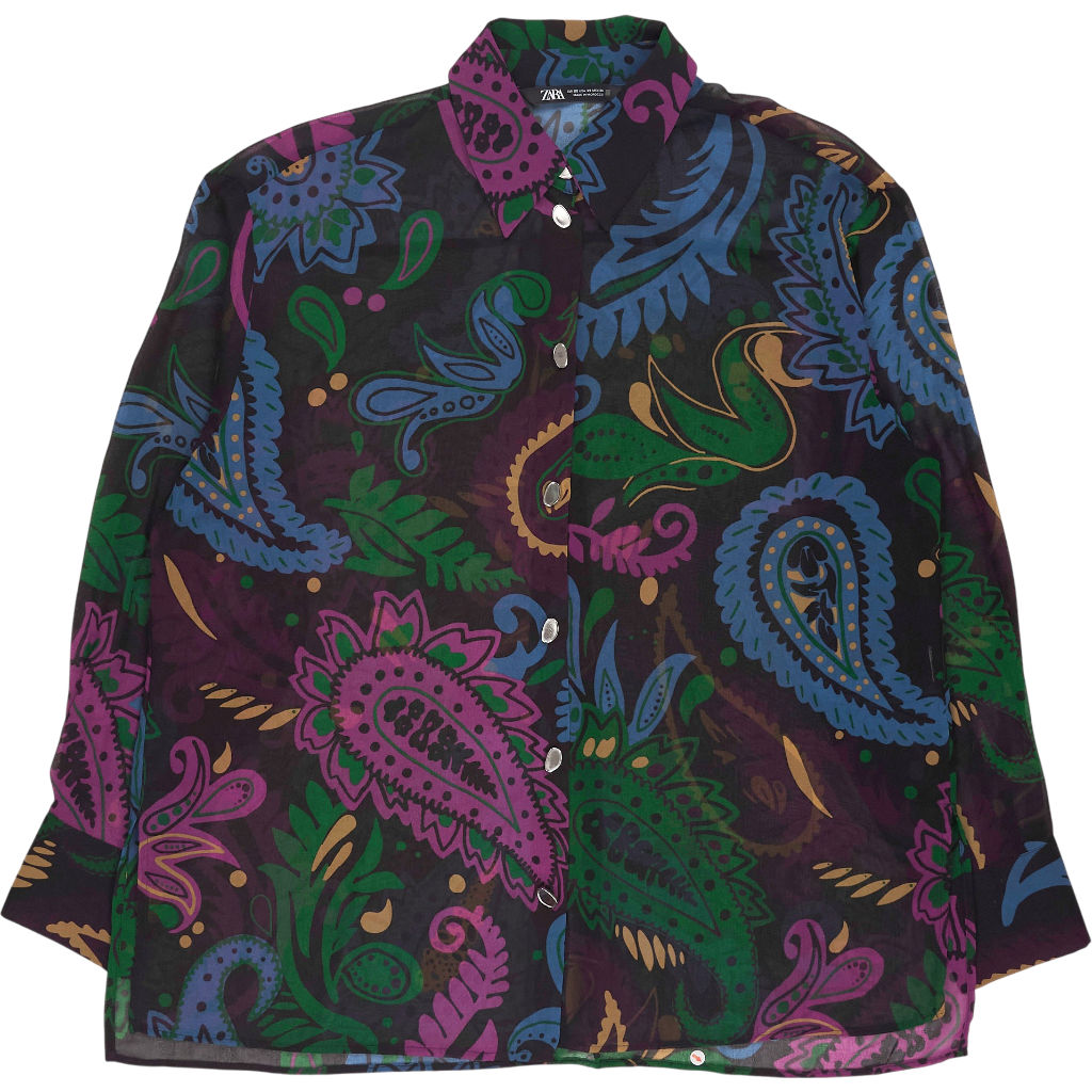 Zara Multicoloured Paisley Sheer Shirt