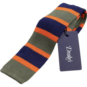 Drake's Multicolour Striped Silk Tie