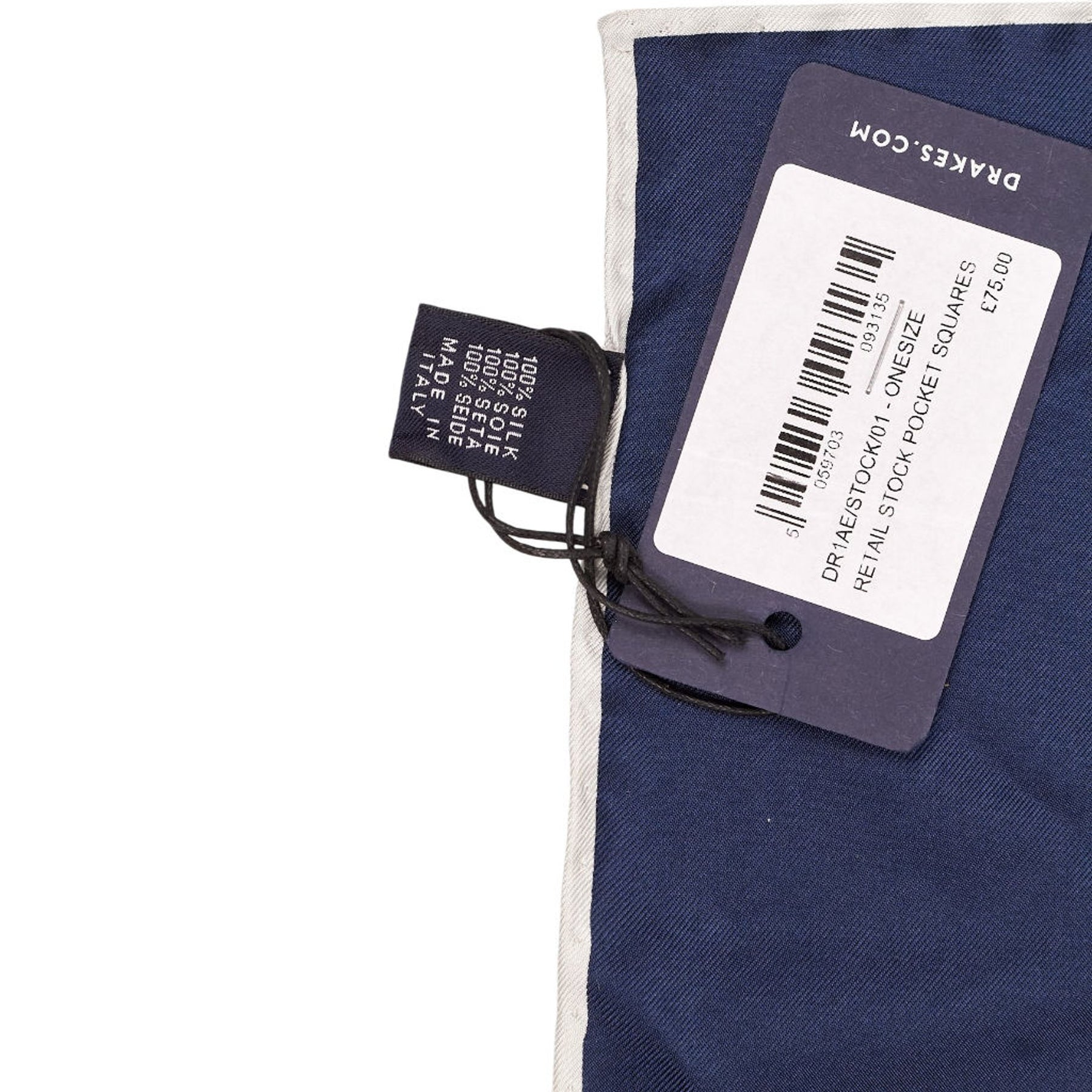 Drake's Blue Silk Pocket Square