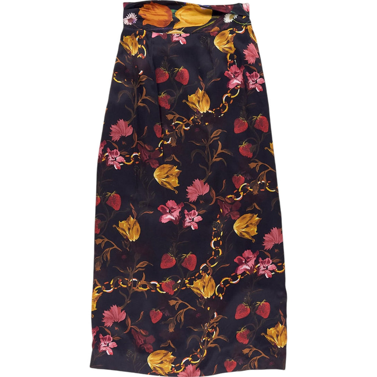 Mother of Pearl Floral Multicoloured Midi Satin Skirt