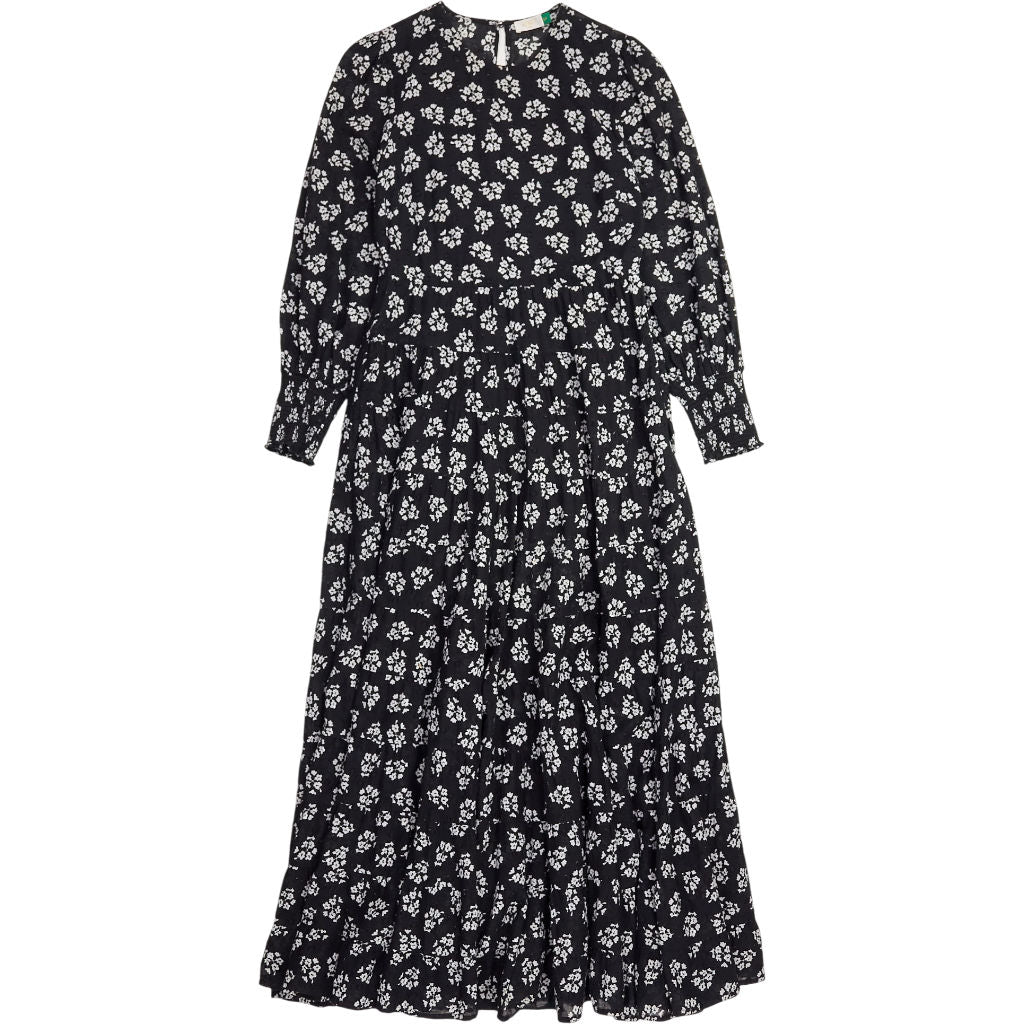 Rixo Black Floral Midi Dress