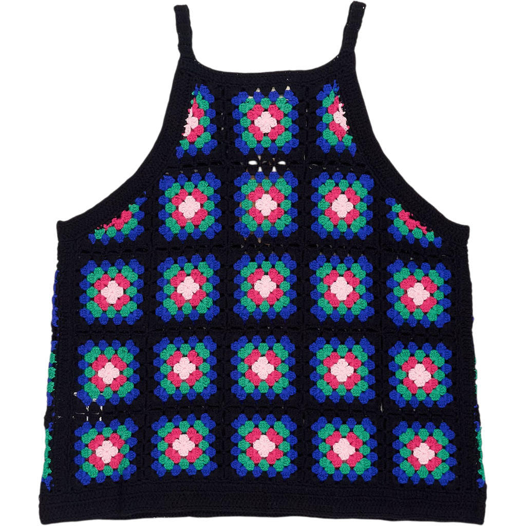 Hush Black Multicolour Knitted Crochet Vest