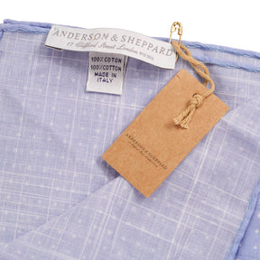Anderson & Sheppard Sky/White Cotton Pocket Square