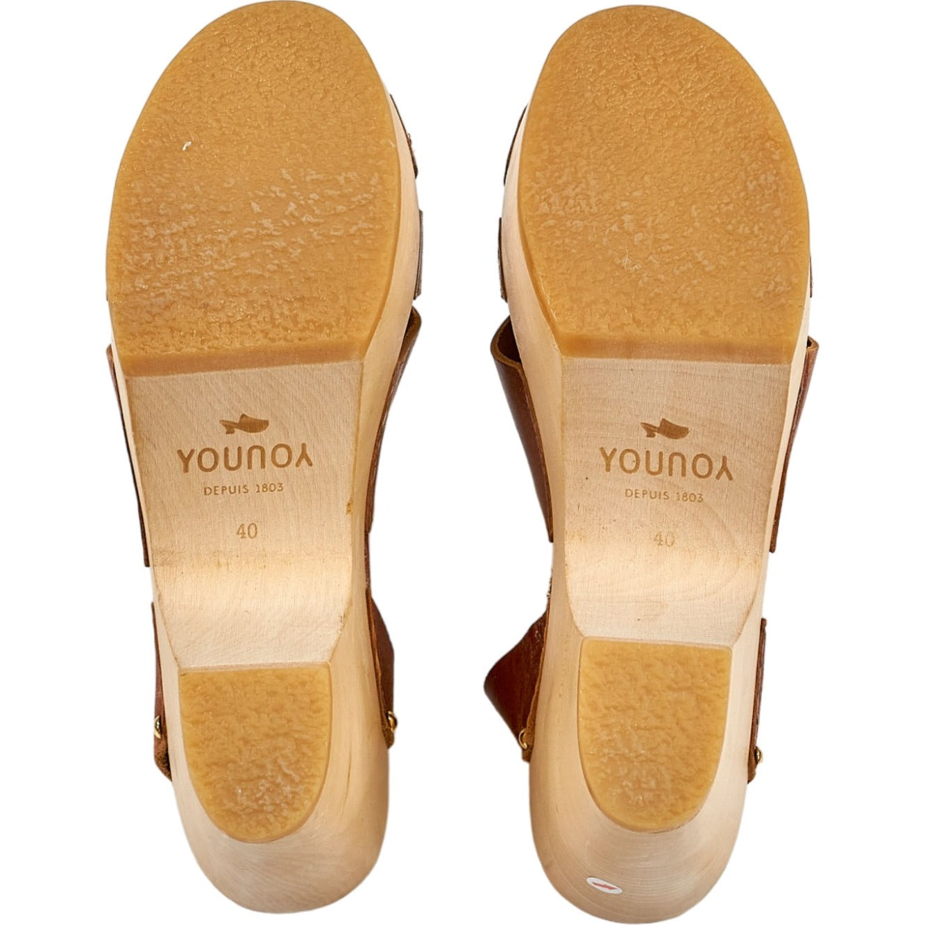 Vouyou Brown Leather Wooden Sandals