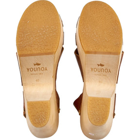 Vouyou Brown Leather Wooden Sandals