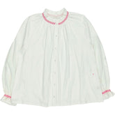 NRBY White Pink Smocked Blouse