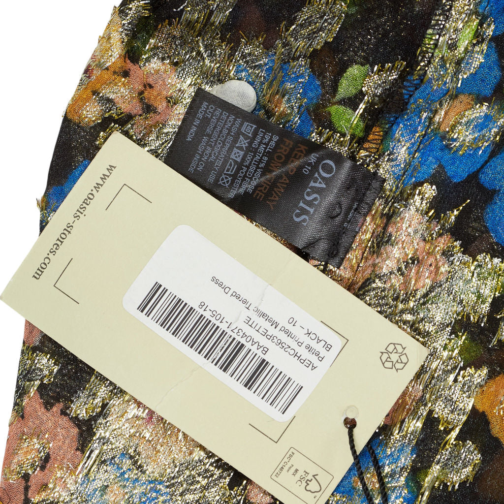 Oasis Black Floral Tiered Dress