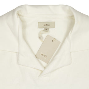 Moss White Cotton Towelling Polo Shirt