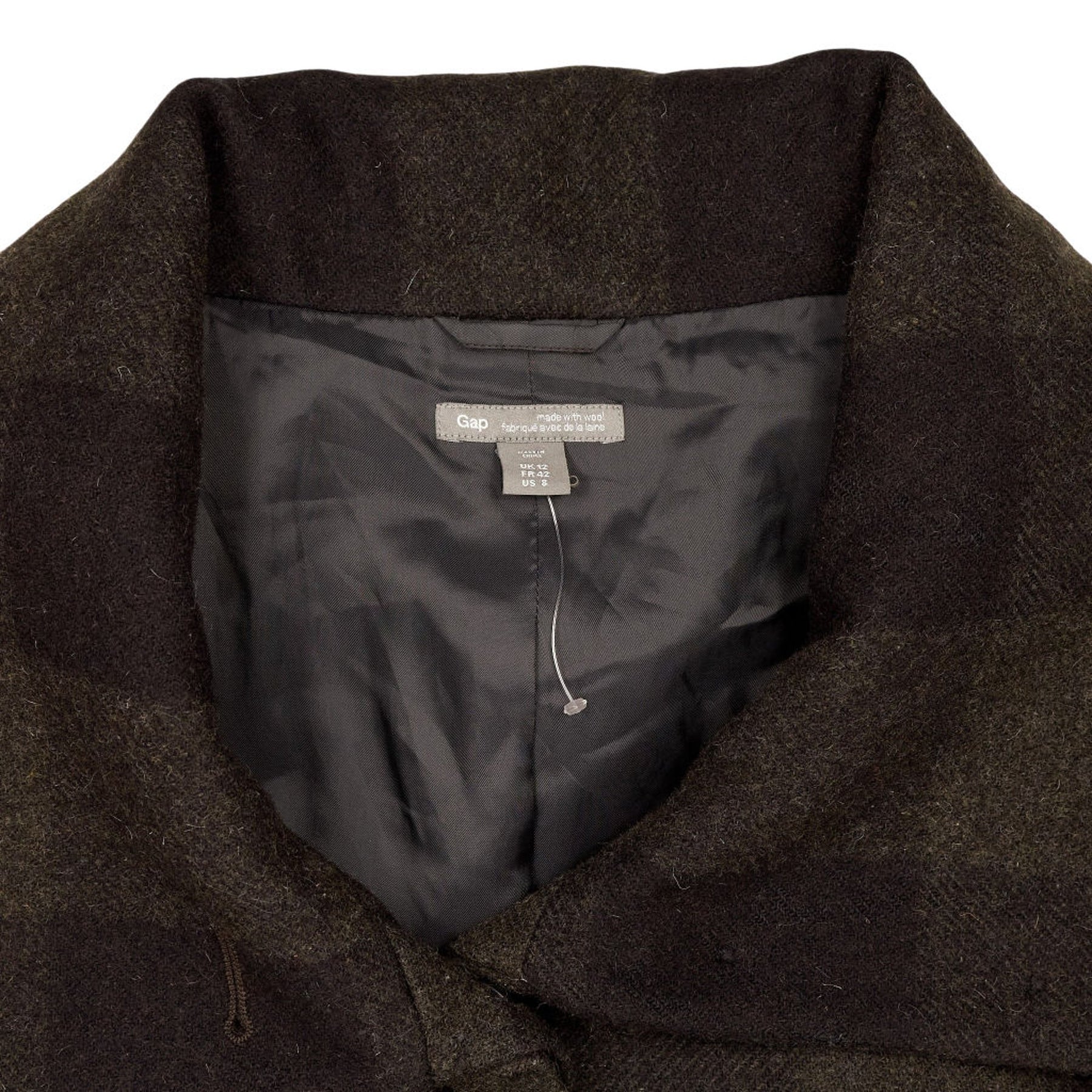 Gap Green/Black Check Wool Coat